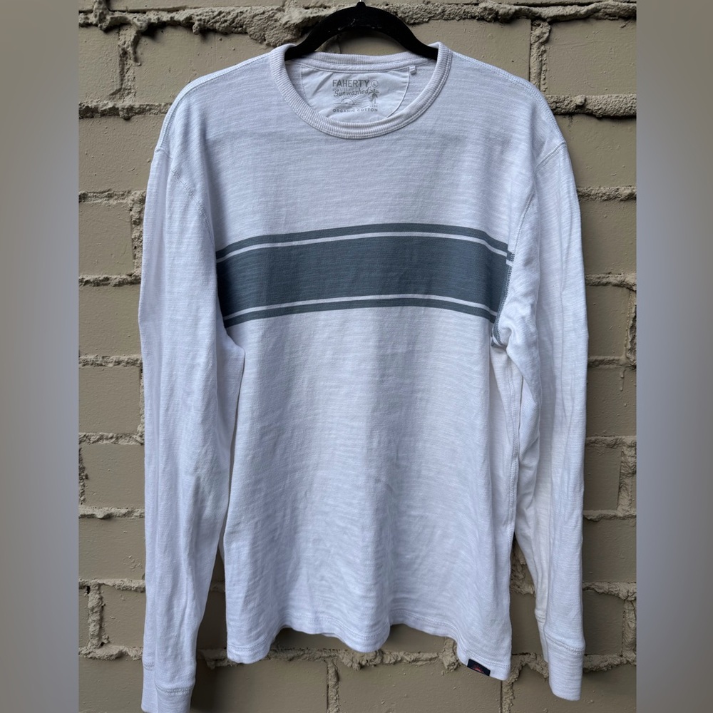 Faherty Surf Stripe Cotton Long Sleeve Tee